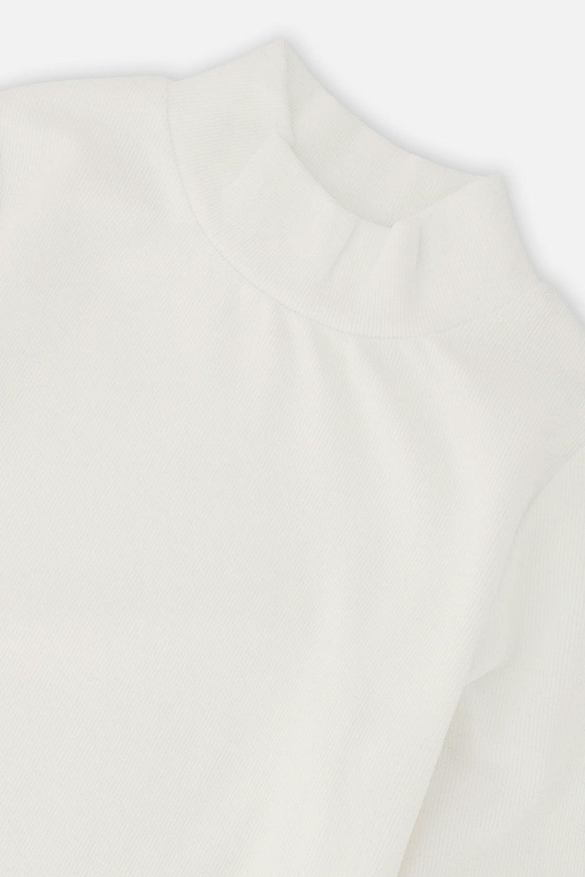 Brushed Rib Mock Neck Top Off-White