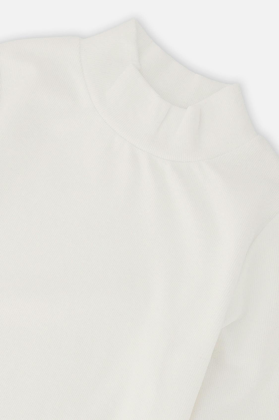 Brushed Rib Mock Neck Top Off-White