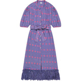 Women's Estelle Periwinkle Embroidered Fringed Shirt Dress, Blue