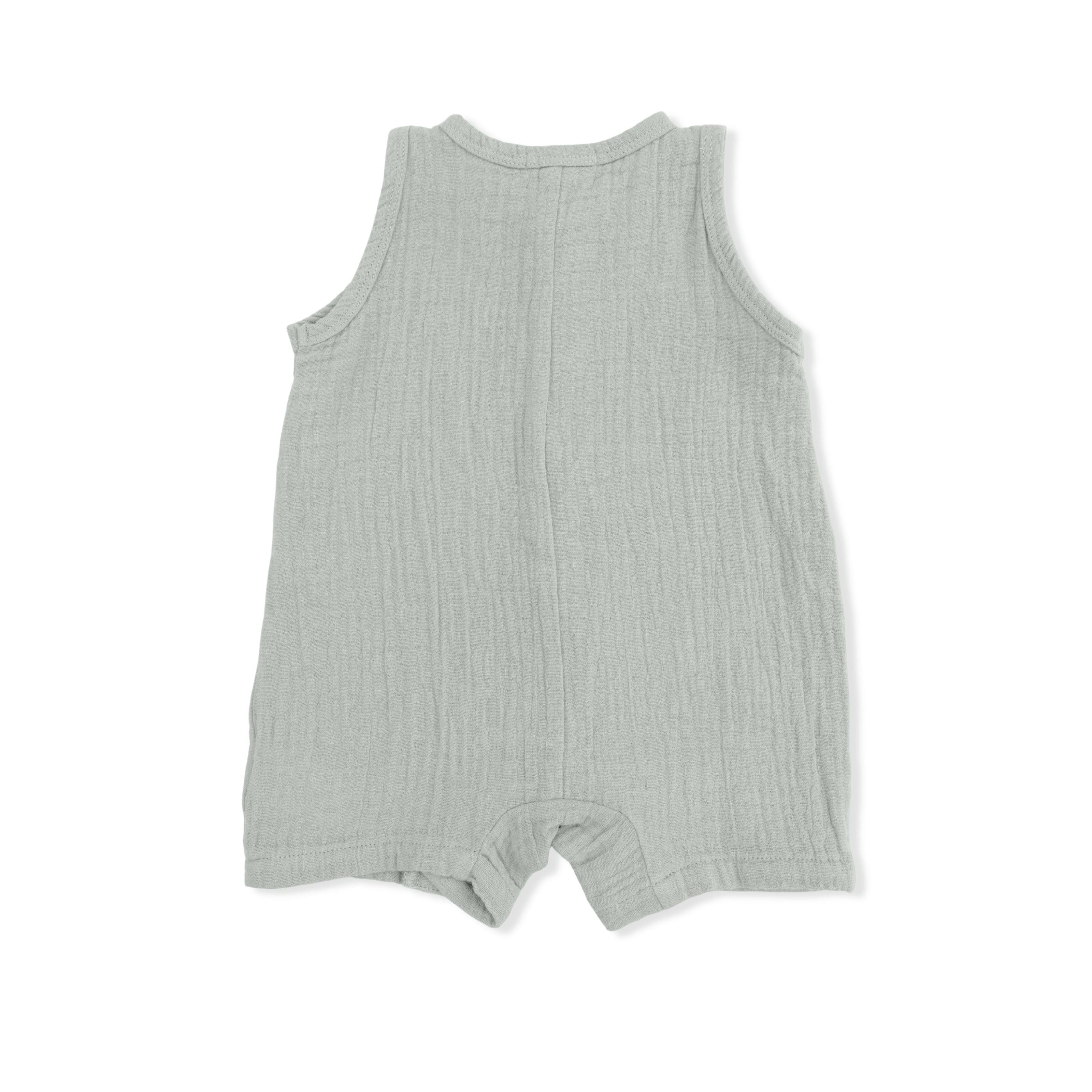 Solid Muslin Desert Green - Sleeveless Shortie Romper