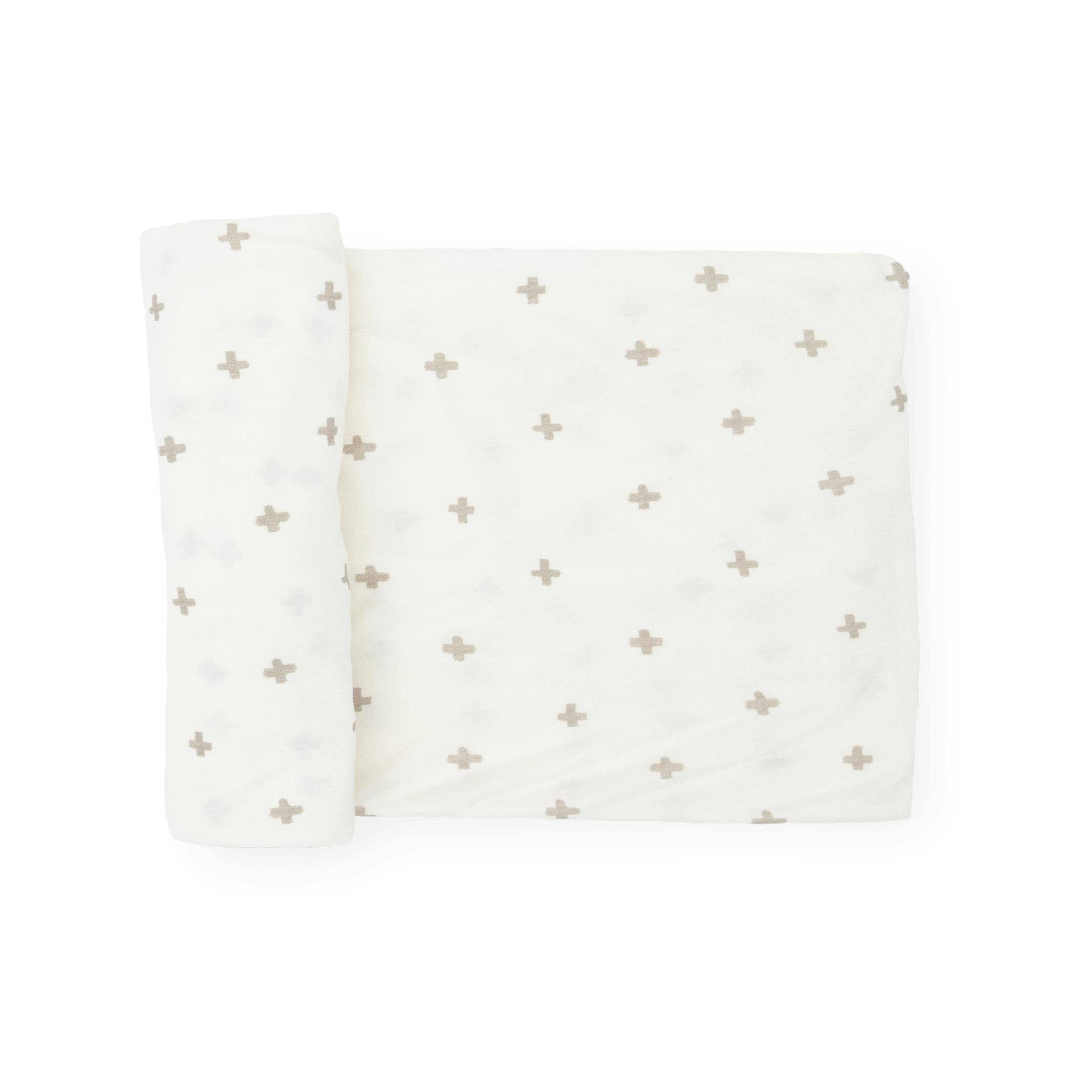 Stretch Knit Swaddle Blanket - Grey Cross