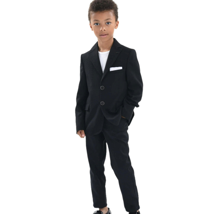 Black Twill Peak Lapel Blazer