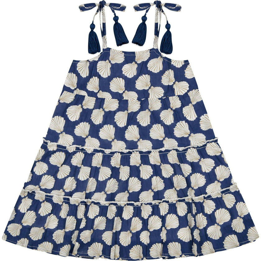 Bella Girl's Sundress Shell Beach Navy, Blue