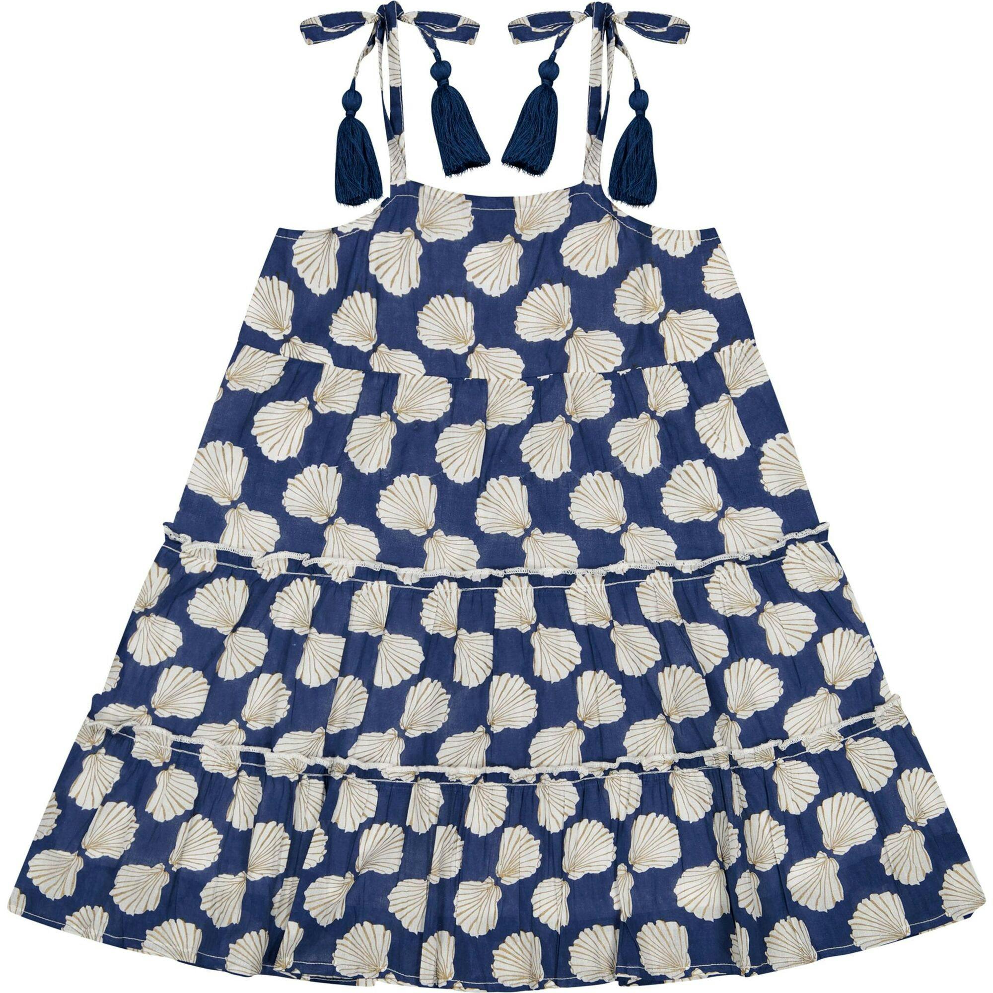 Bella Girl's Sundress Shell Beach Navy, Blue