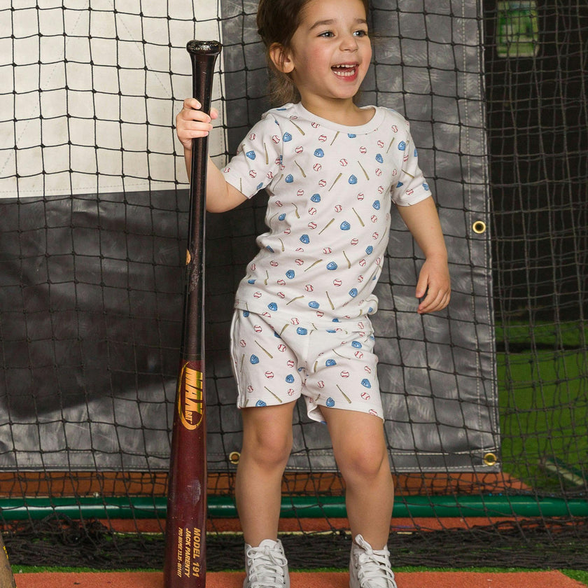 The Organic Short Sleeve Pajama Set [Batter Up]
