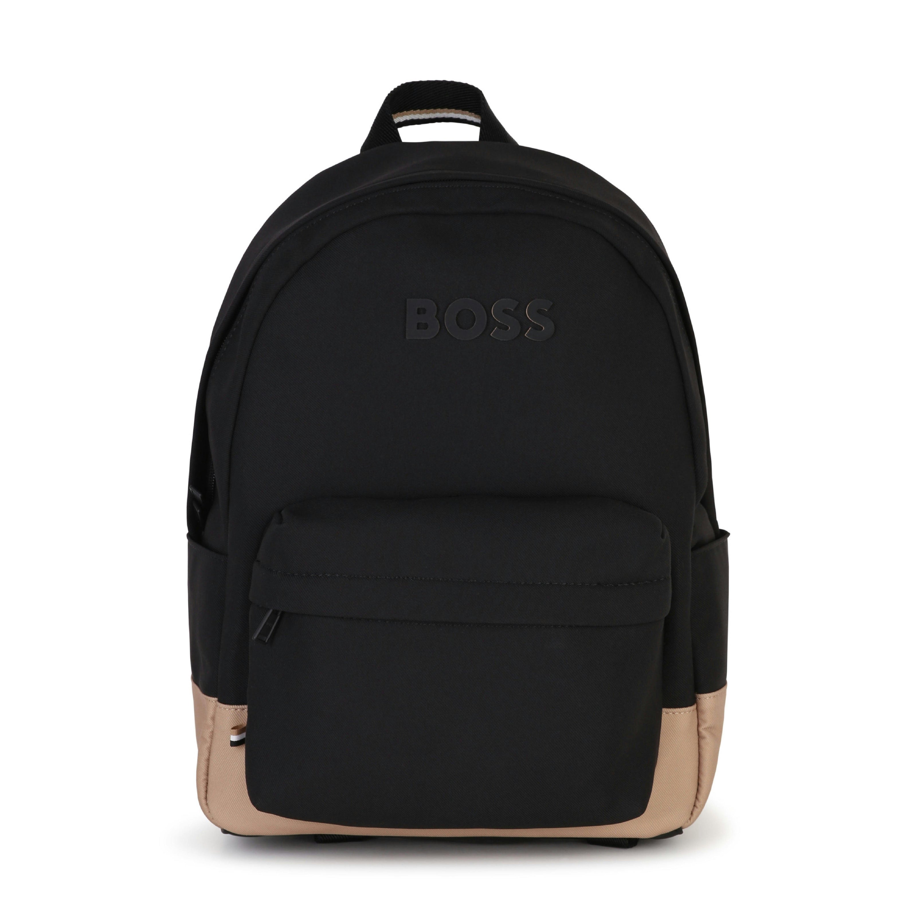 Black Embossed Logo Backpack