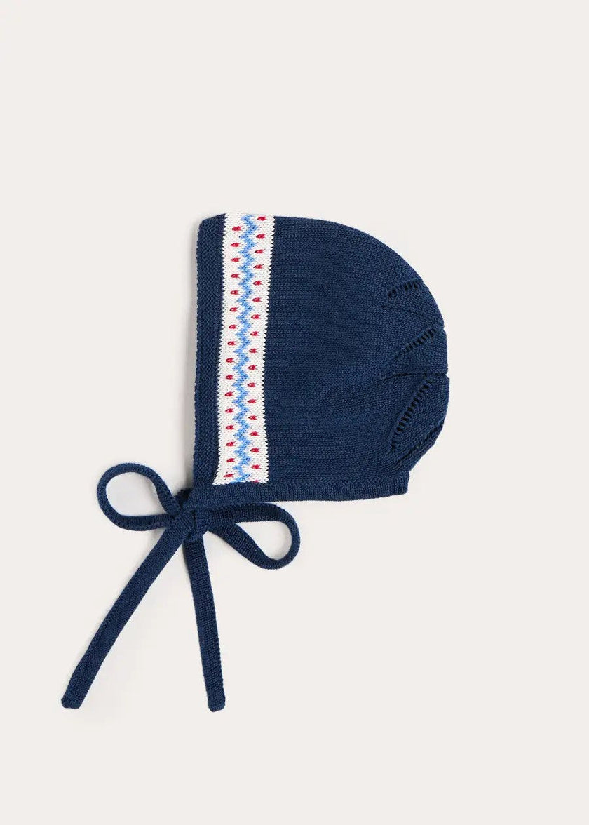 Fair Isle Bonnet in Navy (S-L)