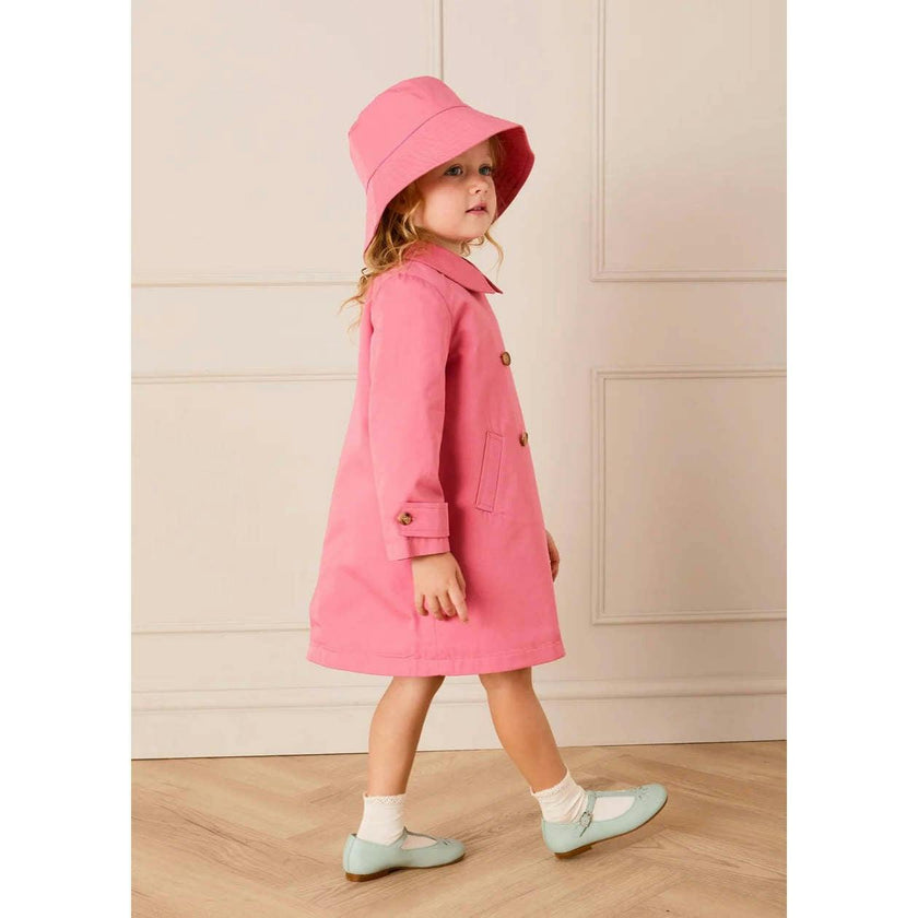 Double Breasted Margaret Floral Lined Rain Coat in Raspberry (18mths-12yrs)