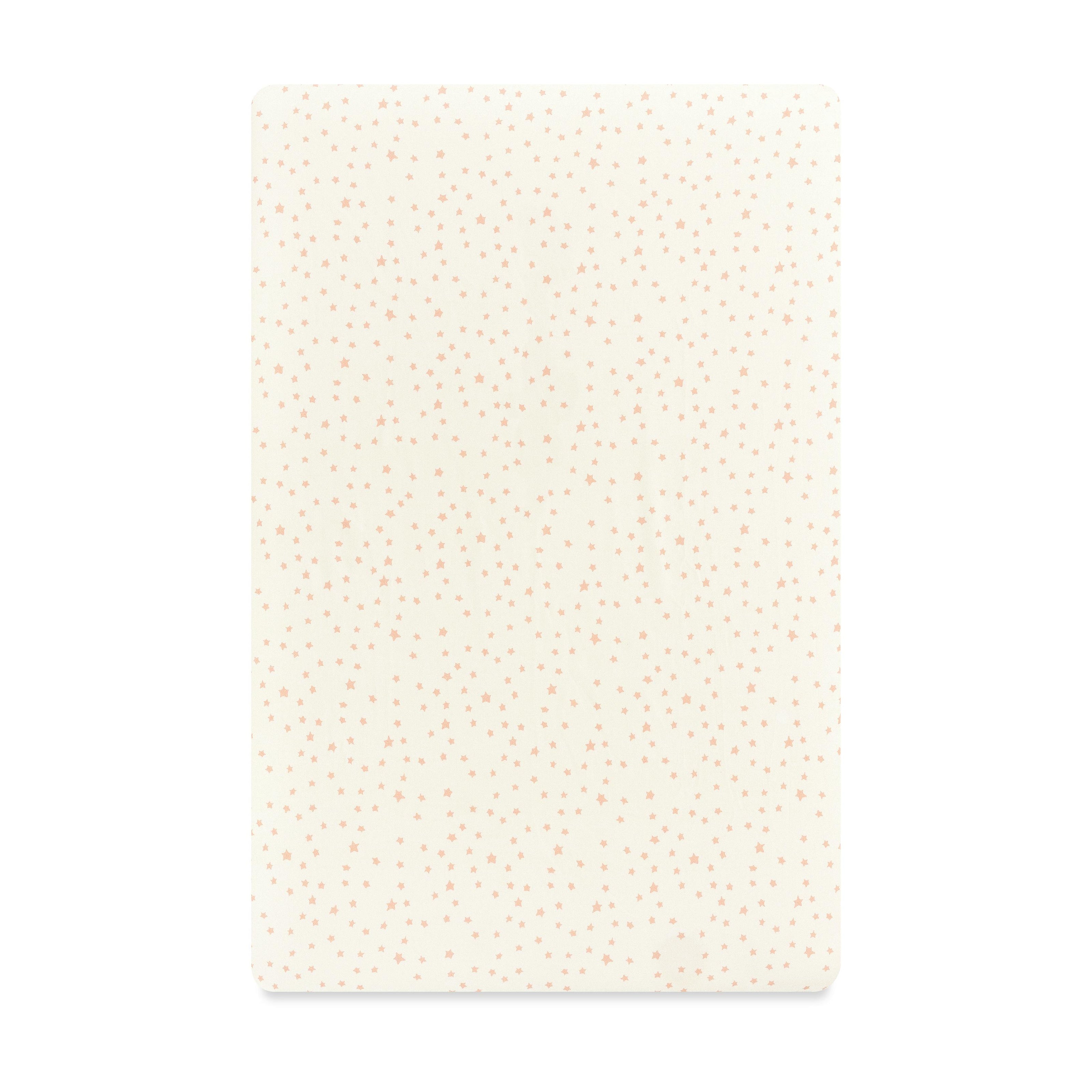 Mini Crib Sheet in GOTS Certified Organic Brushed Cotton in Ivory with Dusty Rose Stars