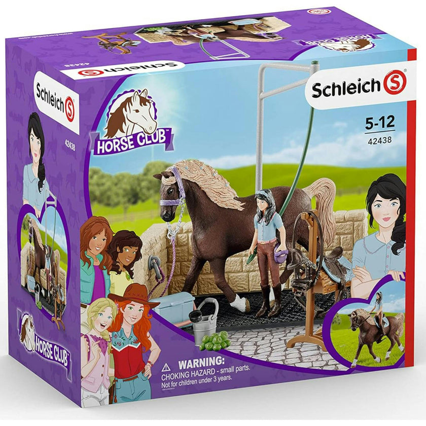 Schleich Club: Washing Area W/ Emily & Luna - 19 Piece Playset