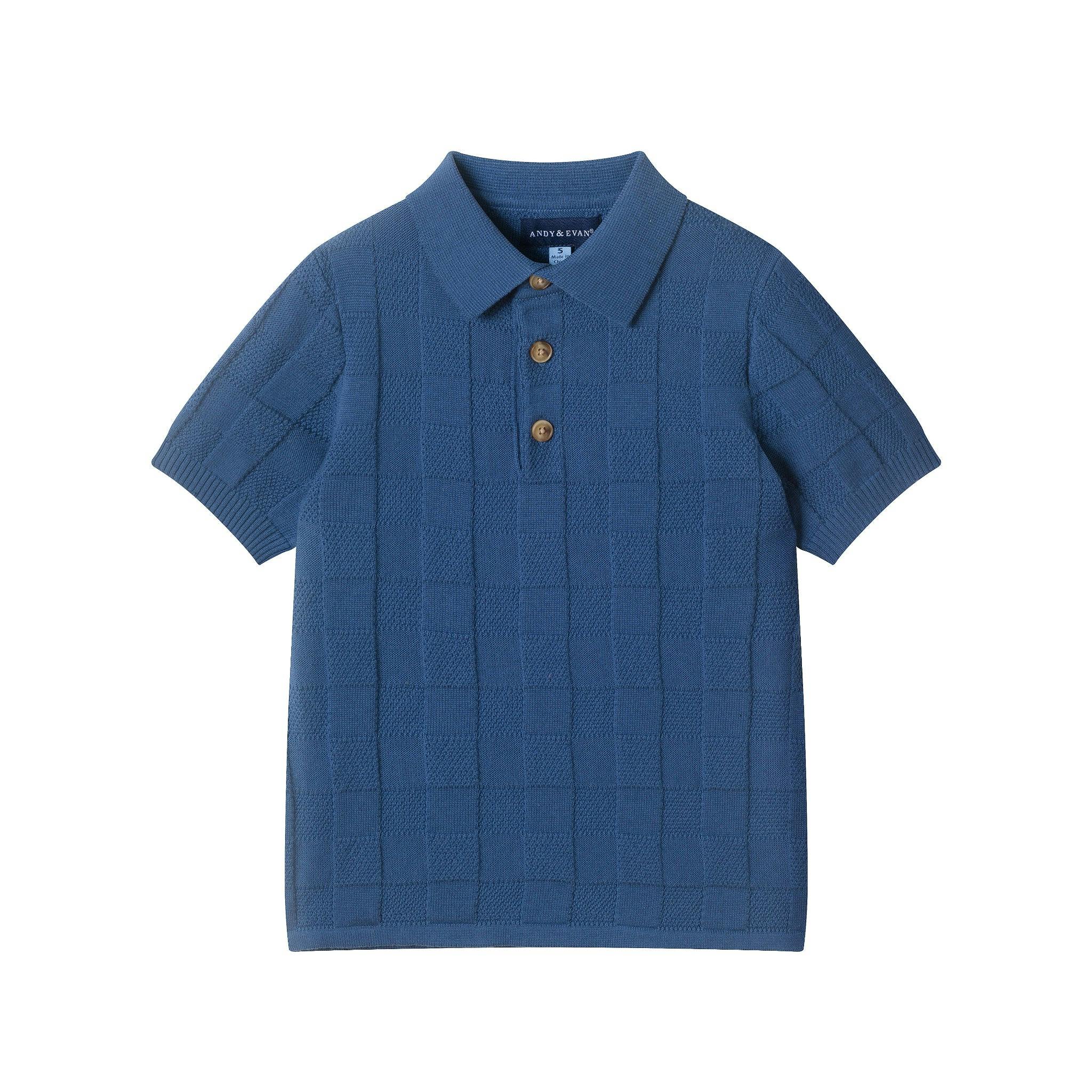 Boys Sweater Knit Polo | Tonal Checker