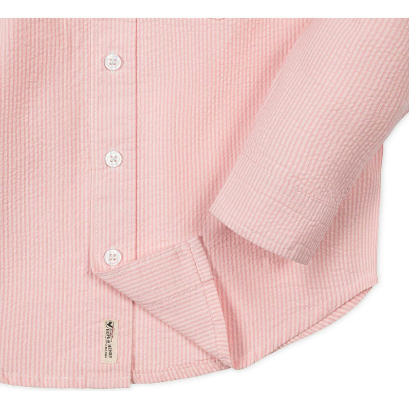 Organic Long Sleeve Seersucker Shirt, Pink