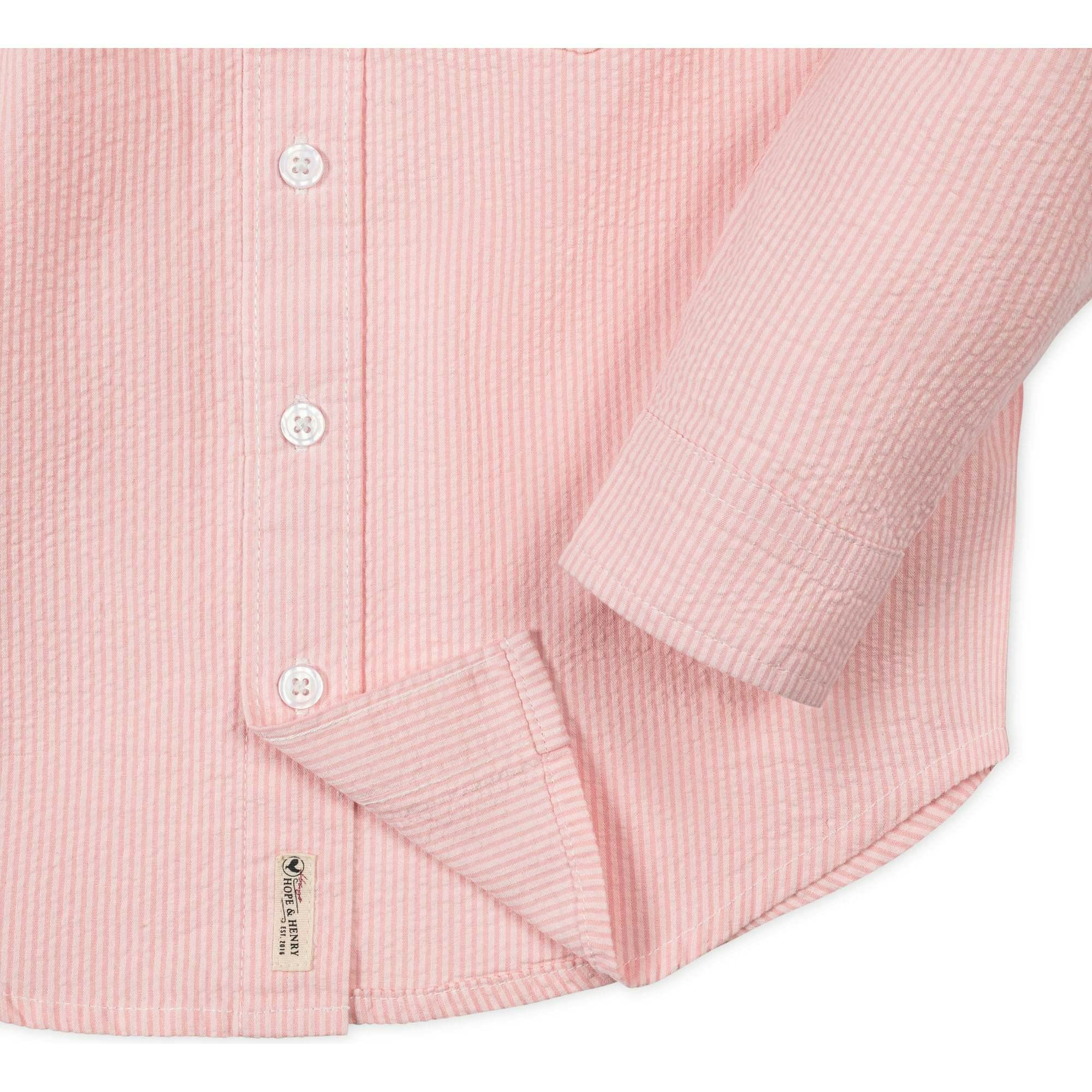 Organic Long Sleeve Seersucker Shirt, Pink