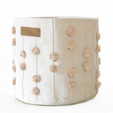 Handmade Canvas Storage Basket Pom Pom
