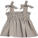 children's vichy frilled top - foggy brown