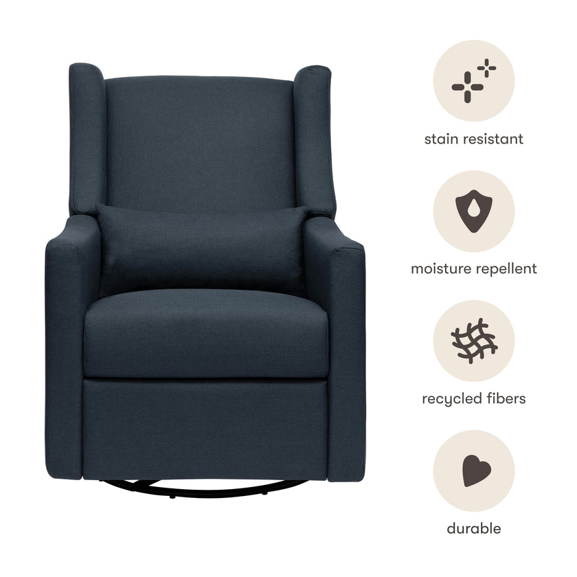 Kiwi Electronic Recliner and Swivel Glider with USB port in Performance Navy Eco-Twill