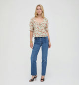 The Camri Top - Primrose Bouquet Ivory/Coral