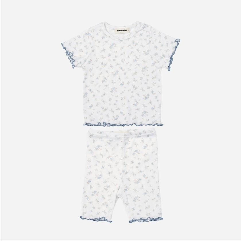 Berry Cotton PJ Set Blue Floral