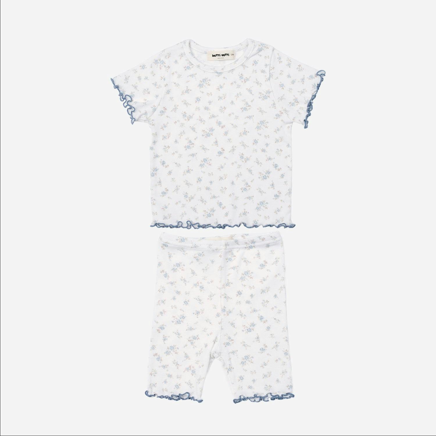 Berry Cotton PJ Set Blue Floral