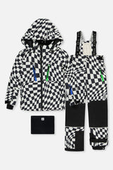 Two Piece Teknik Snowsuit White Checkered Print