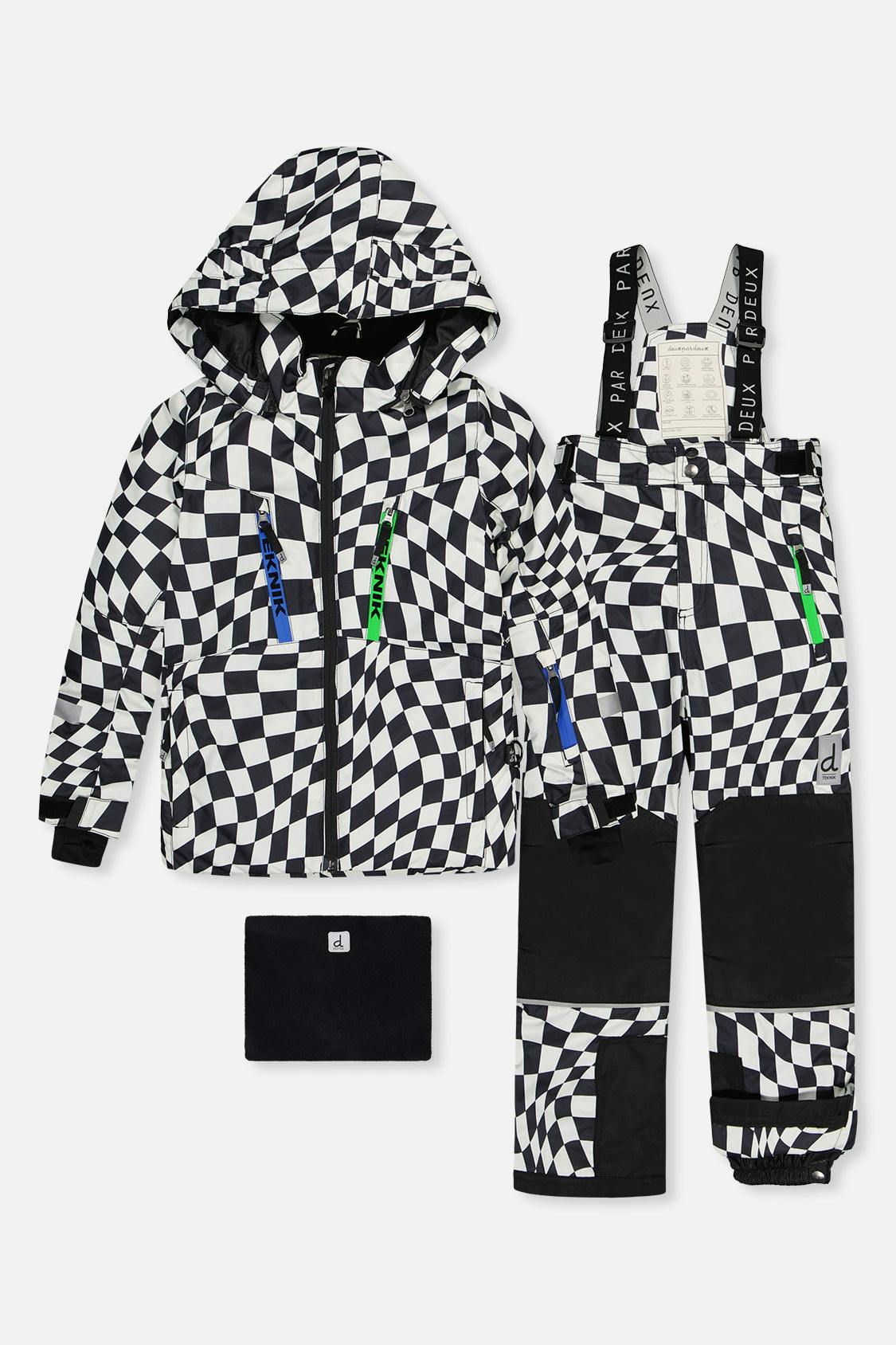 Two Piece Teknik Snowsuit White Checkered Print