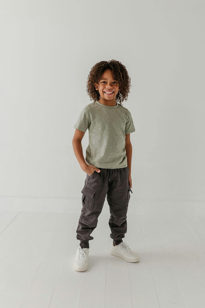 Boys Cargo Fleece Pant in Thunder