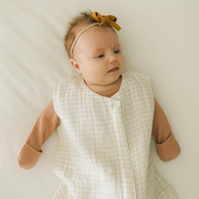 Cotton Muslin Sleep Bag - Tan Gingham