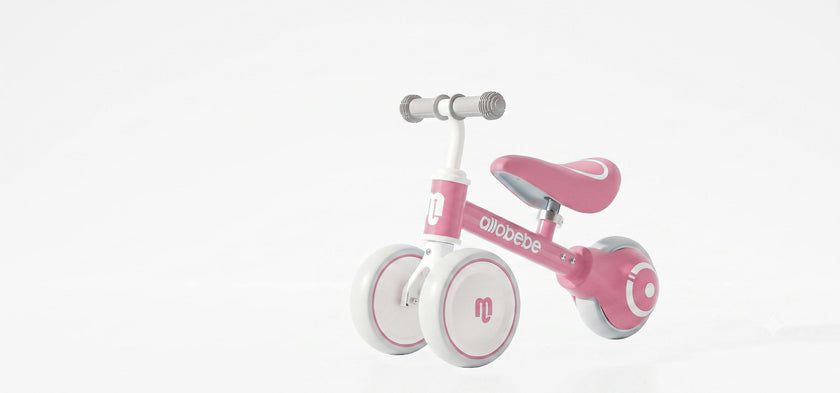 Allobebe Baby Balance Bike for Ages 1-3 – Adjustable Seat, Silent & Soft 3-Wheel Ride-On, Light Blue