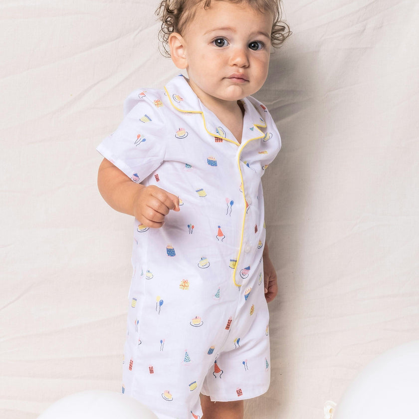 Baby's Twill Summer Romper in Birthday Wishes