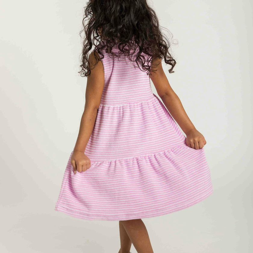 Stripe Terry Dress with Flowers