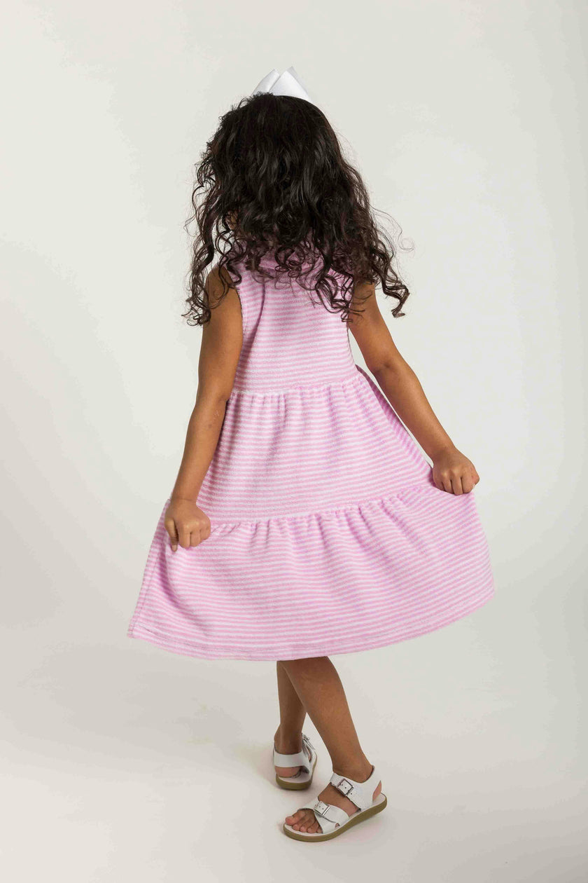 Stripe Terry Dress with Flowers