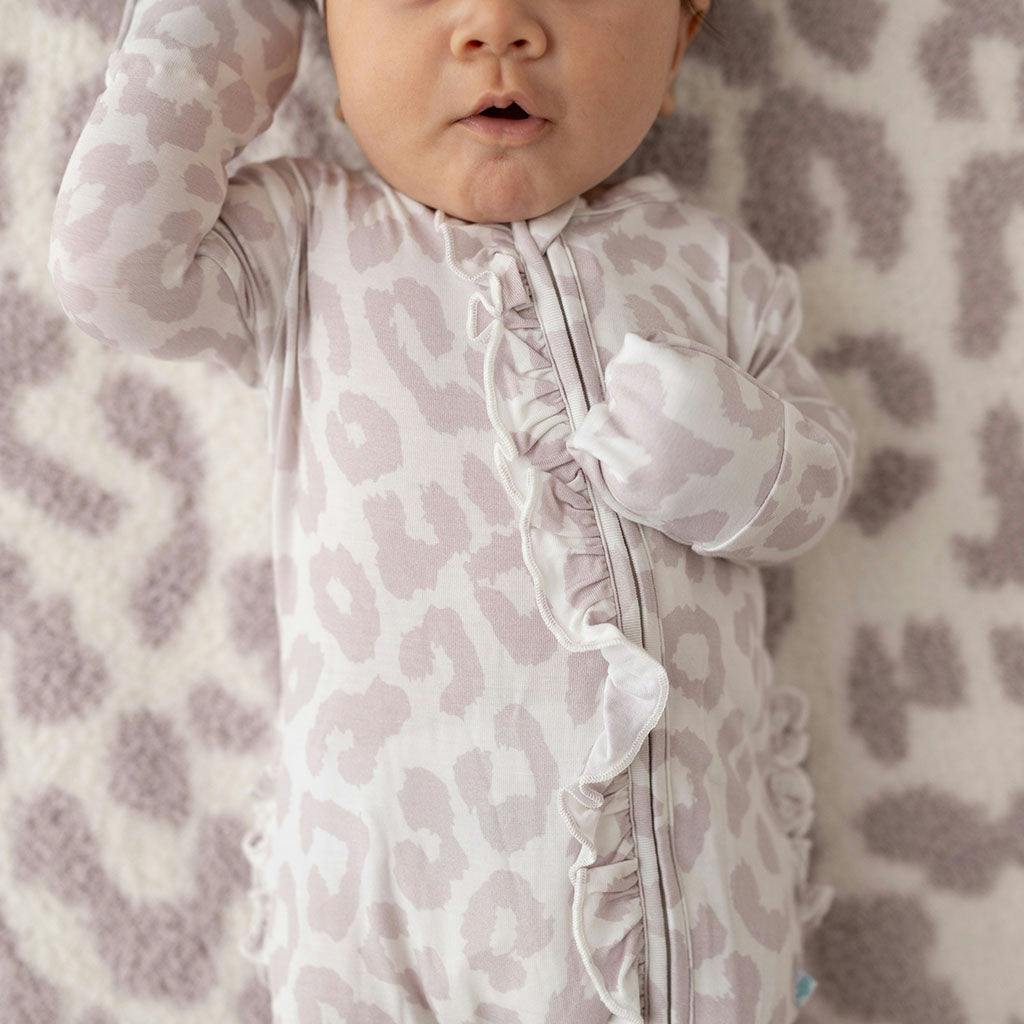 Laurel Leopard Footie Ruffled Zippered One Piece
