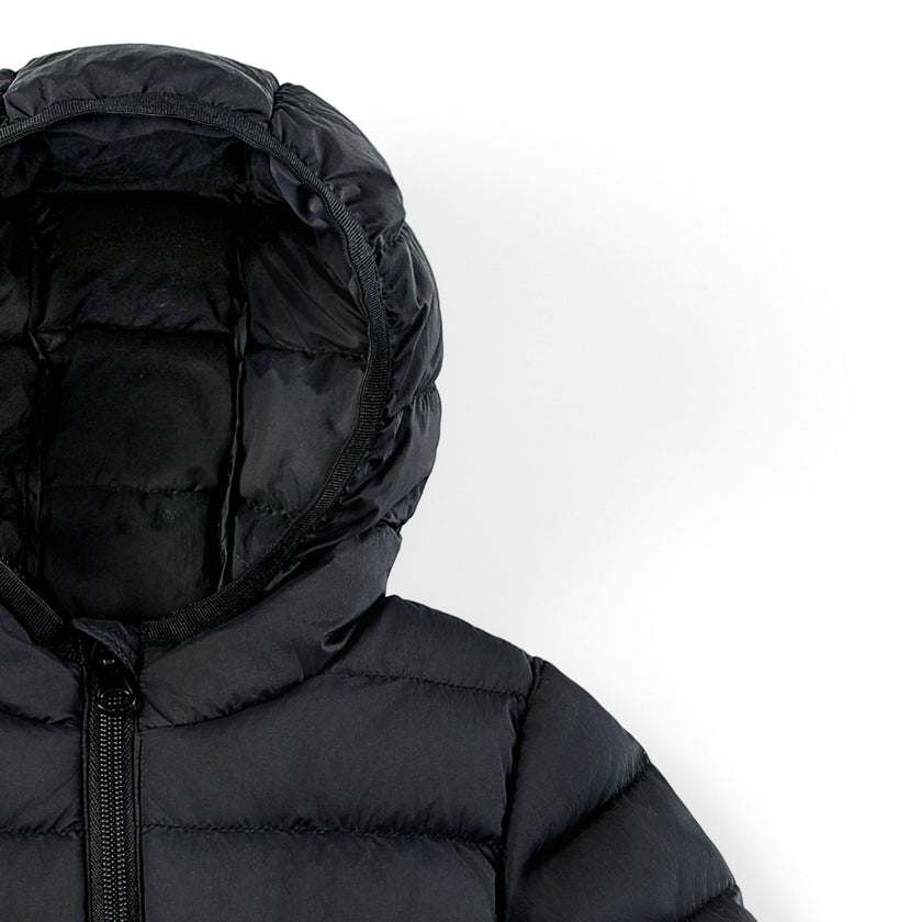 Black Down Quilted Hooded Puffer Jacket