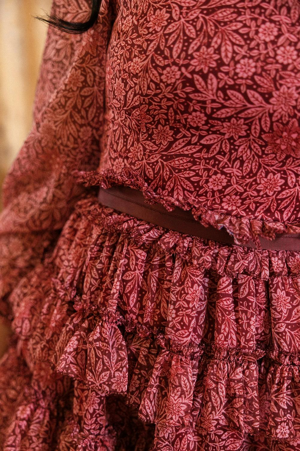 Samantha Dress in Garnet Merry Ditsy