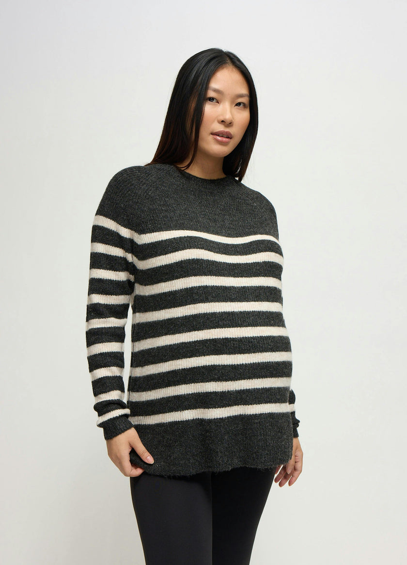 The Softline Side Zip Stripe Maternity and Nursing Sweater
