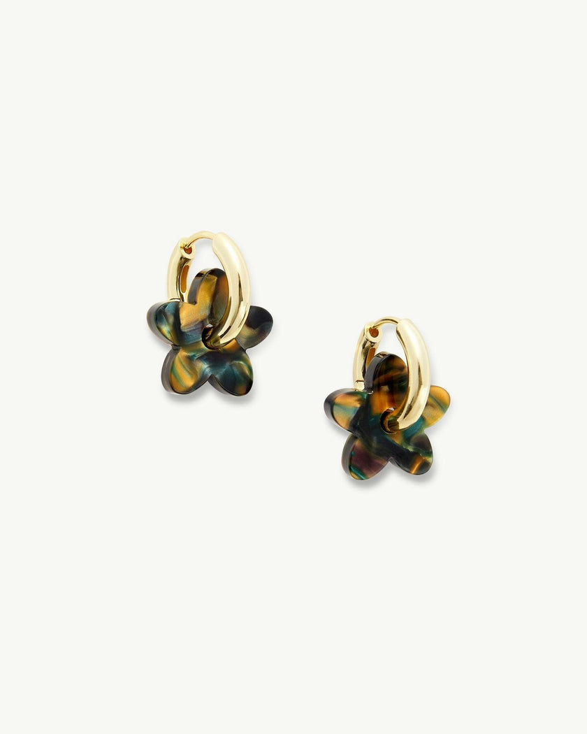 Petite Flower Charms in Green Tortoise