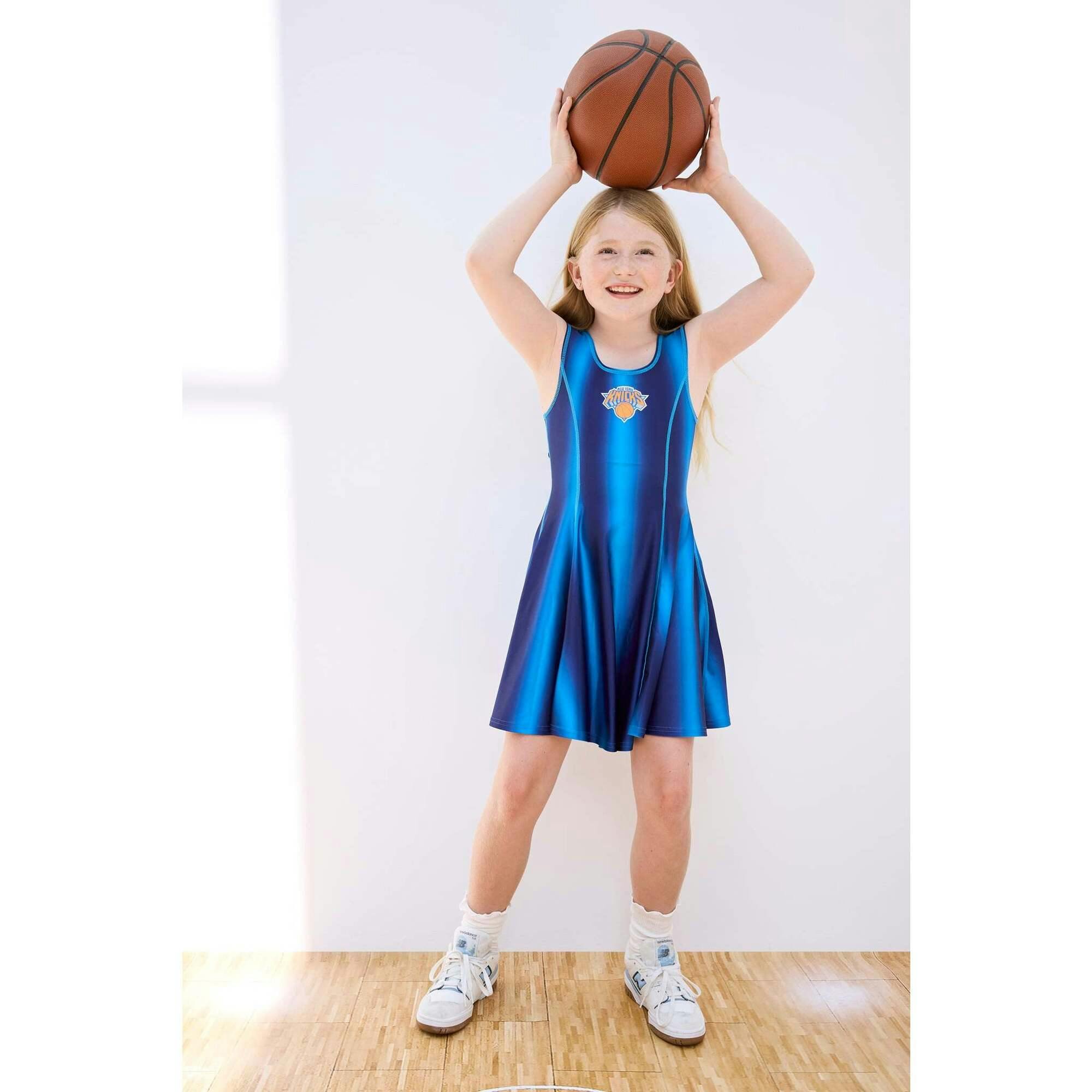 New York Knicks Basketball Girls Skater Dress in Blue Ombre