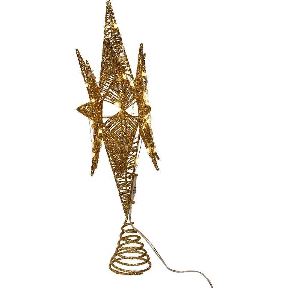 15-Inch Twinkling LED Gold Starburst Tree Topper