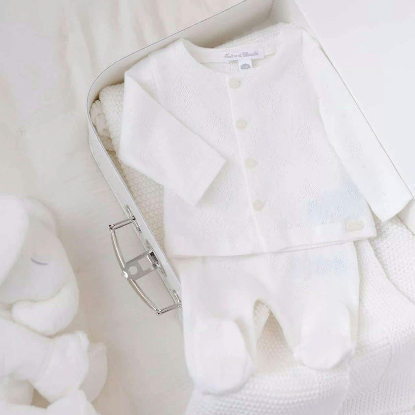 TARTINE ET CHOCOLAT Pointelle Organic Baby Set + Hat