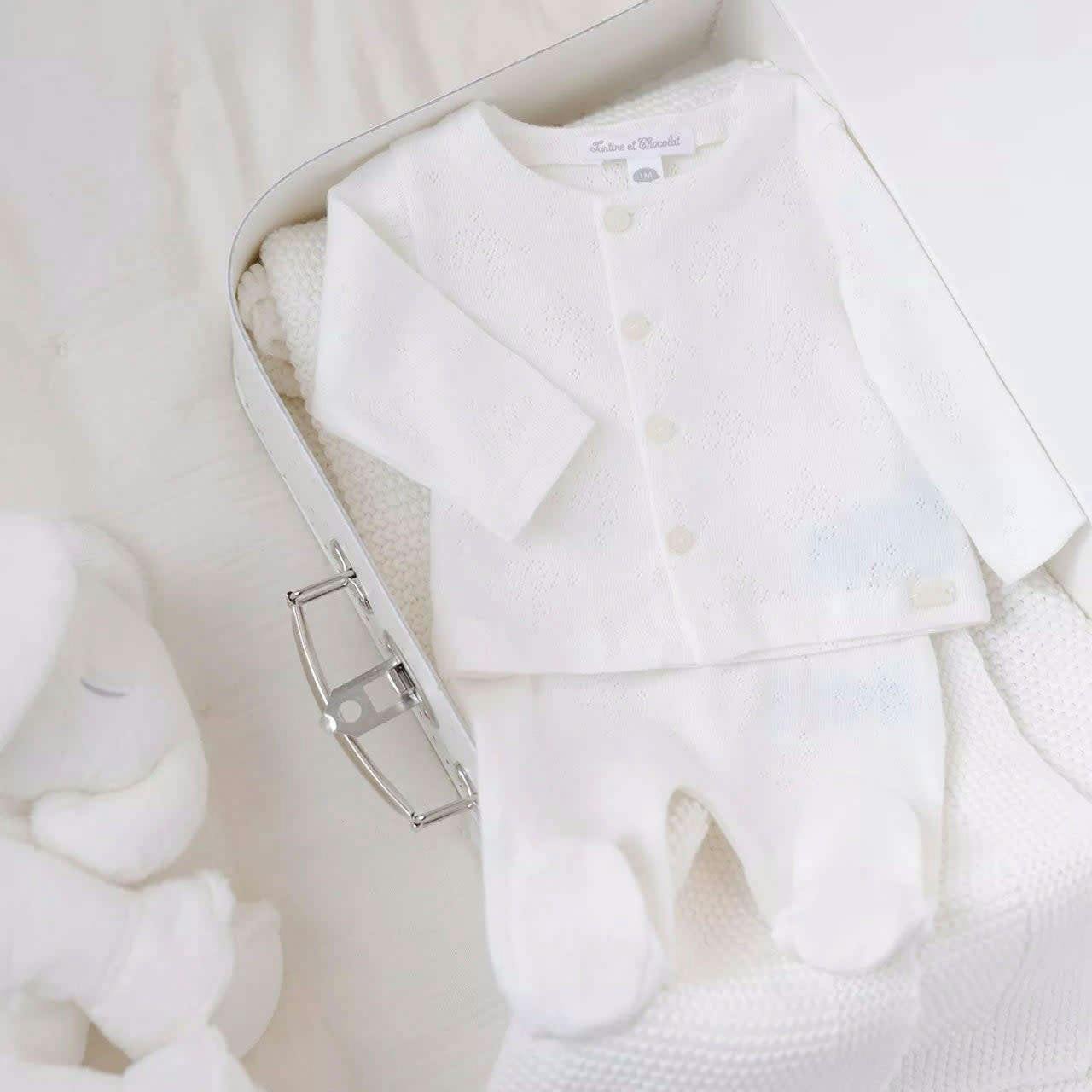 TARTINE ET CHOCOLAT Pointelle Organic Baby Set + Hat