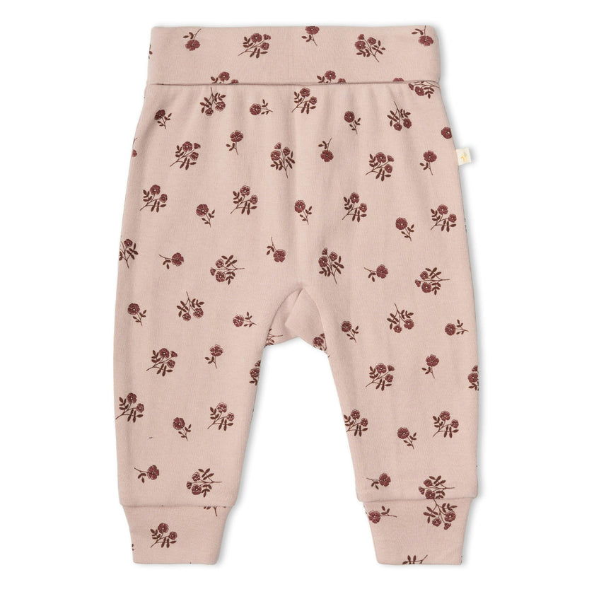 Organic Bodysuit & Foldover Pants Set - Rosebud
