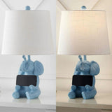 Kairi 21" Modern Shabby Chic Resin/Iron Happy Elephant LED Kids' Table Lamp with Phone Stand
