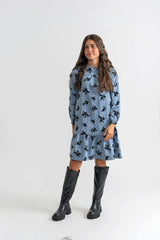 Flocked Floral Dress