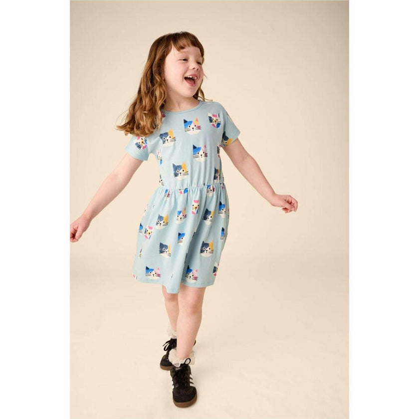 Short Sleeve Twirl Dress, Multi