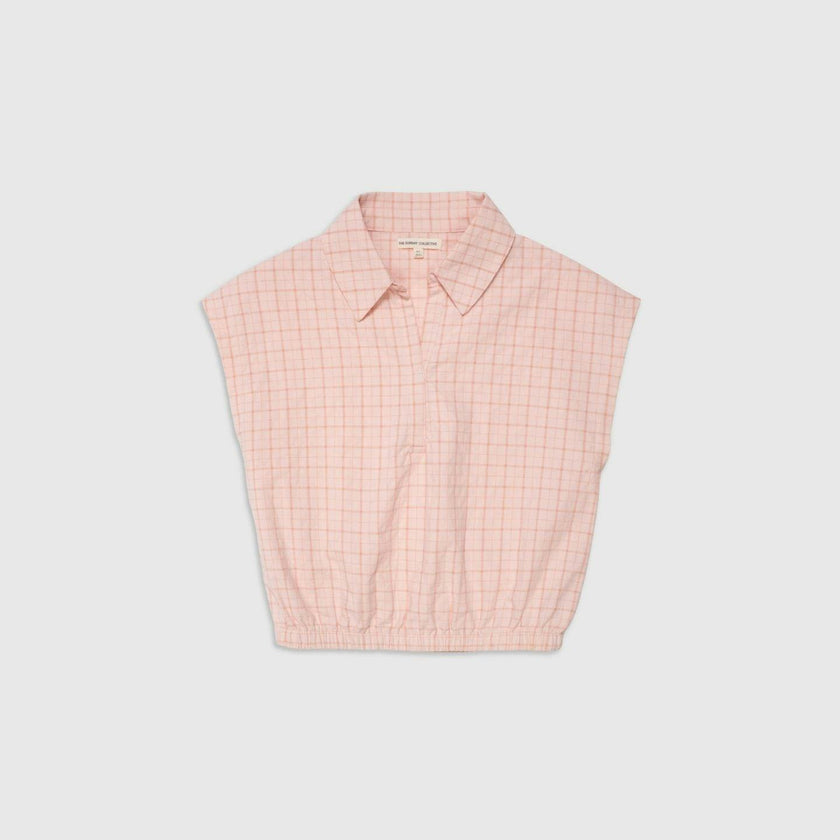 Organic Summer Top in Pink Plaid