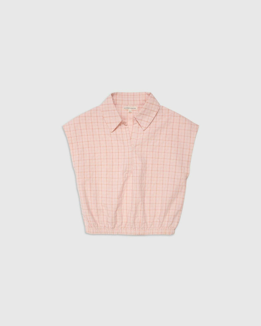 Organic Summer Top in Pink Plaid