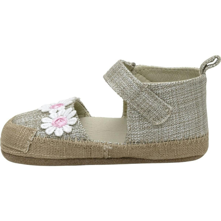 Daisies Tan Lurex Linen Espadrille First Kick