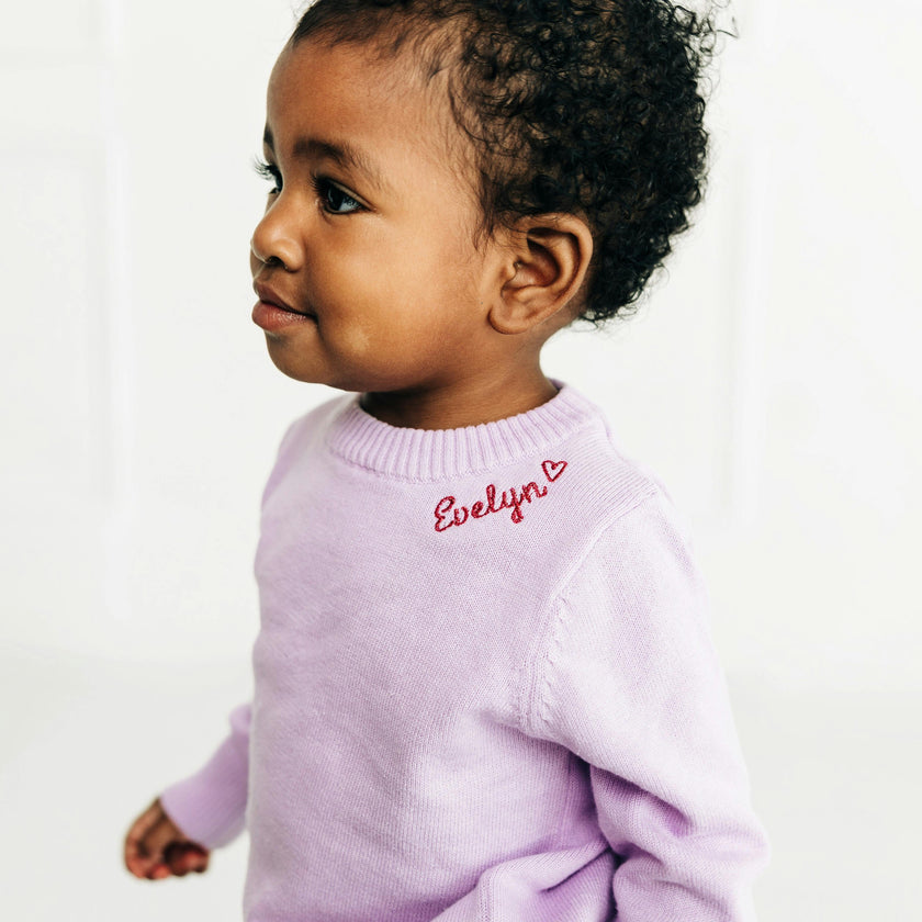 Monogram Embroidered Crewneck Sweater with Glitter