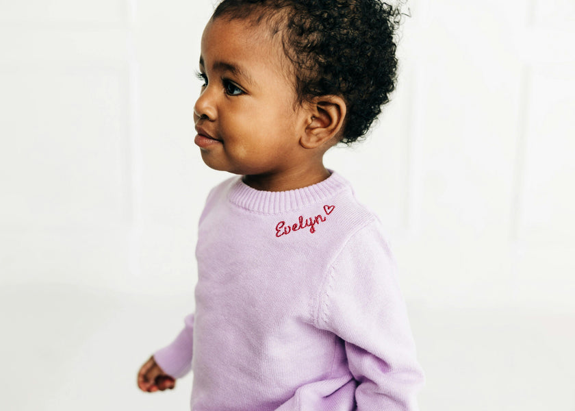 Monogram Embroidered Crewneck Sweater with Glitter