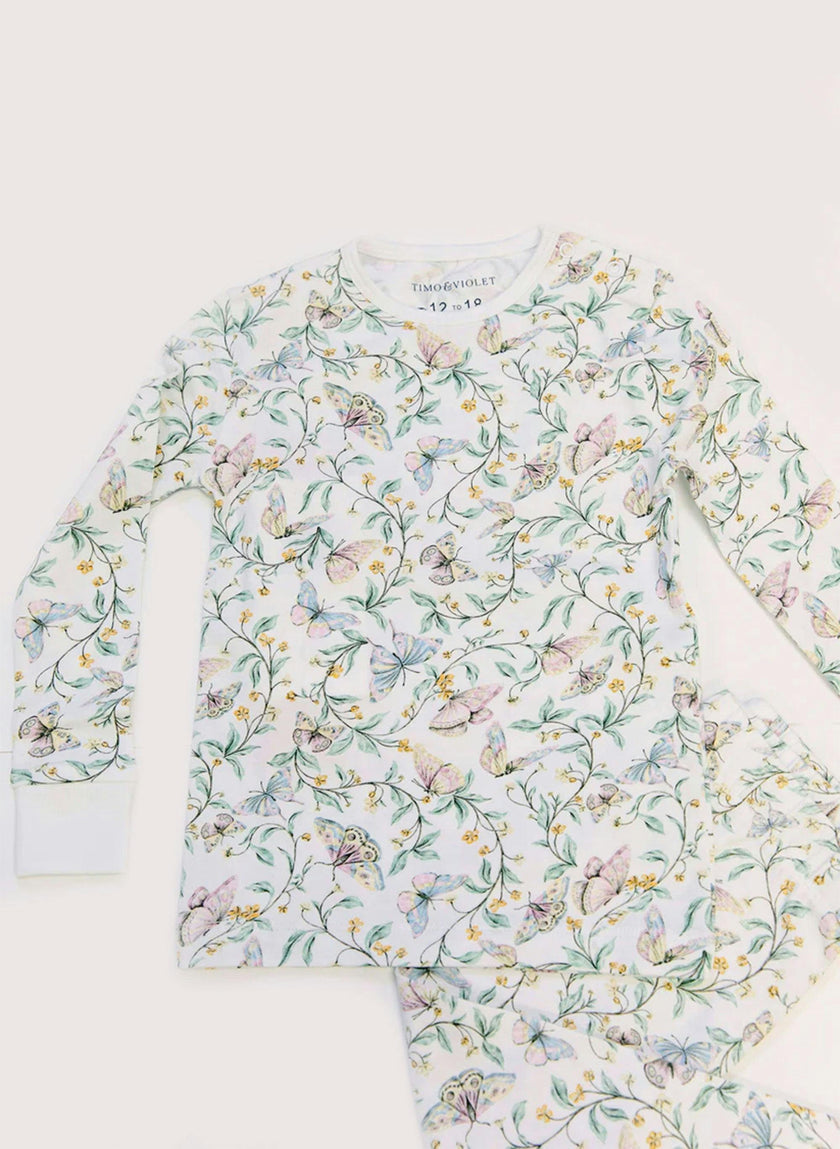 Children's Two Piece Organic Pajamas - Botanical Whisper